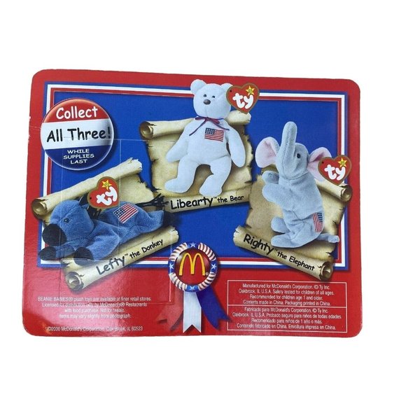 Lefty the Donkey TY Beanie Babies 1996 McDonald's Unopened Rare Error NIB - Picture 2 of 3
